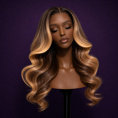 Glueless Honey Blonde Highlighted Closure