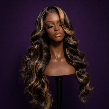 Glueless Chocolate Highlighted Frontal