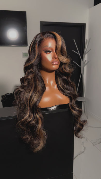 Glueless Chocolate Highlighted Frontal